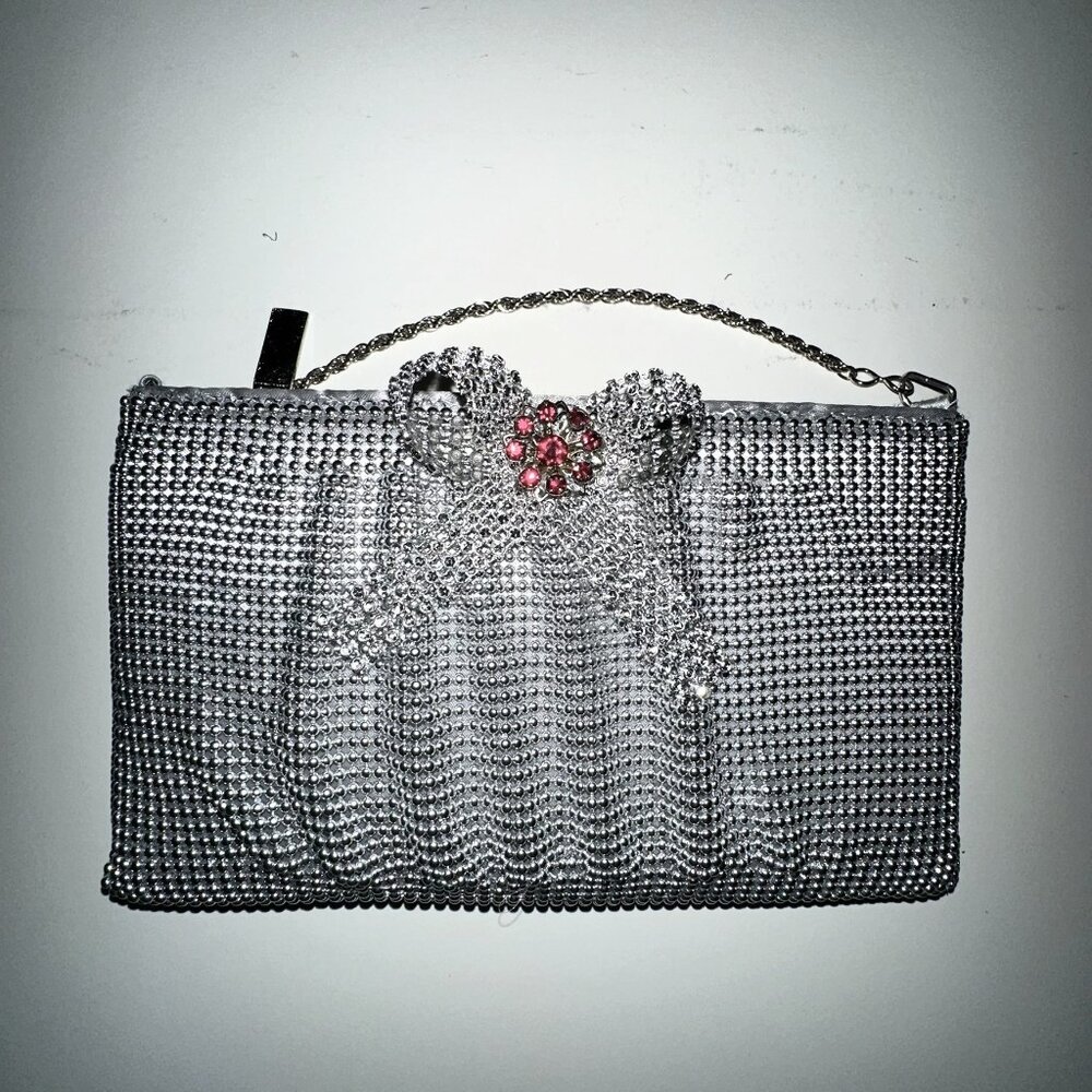 Vintage La Regale Beaded Evening Bag Purse Silver Embellished